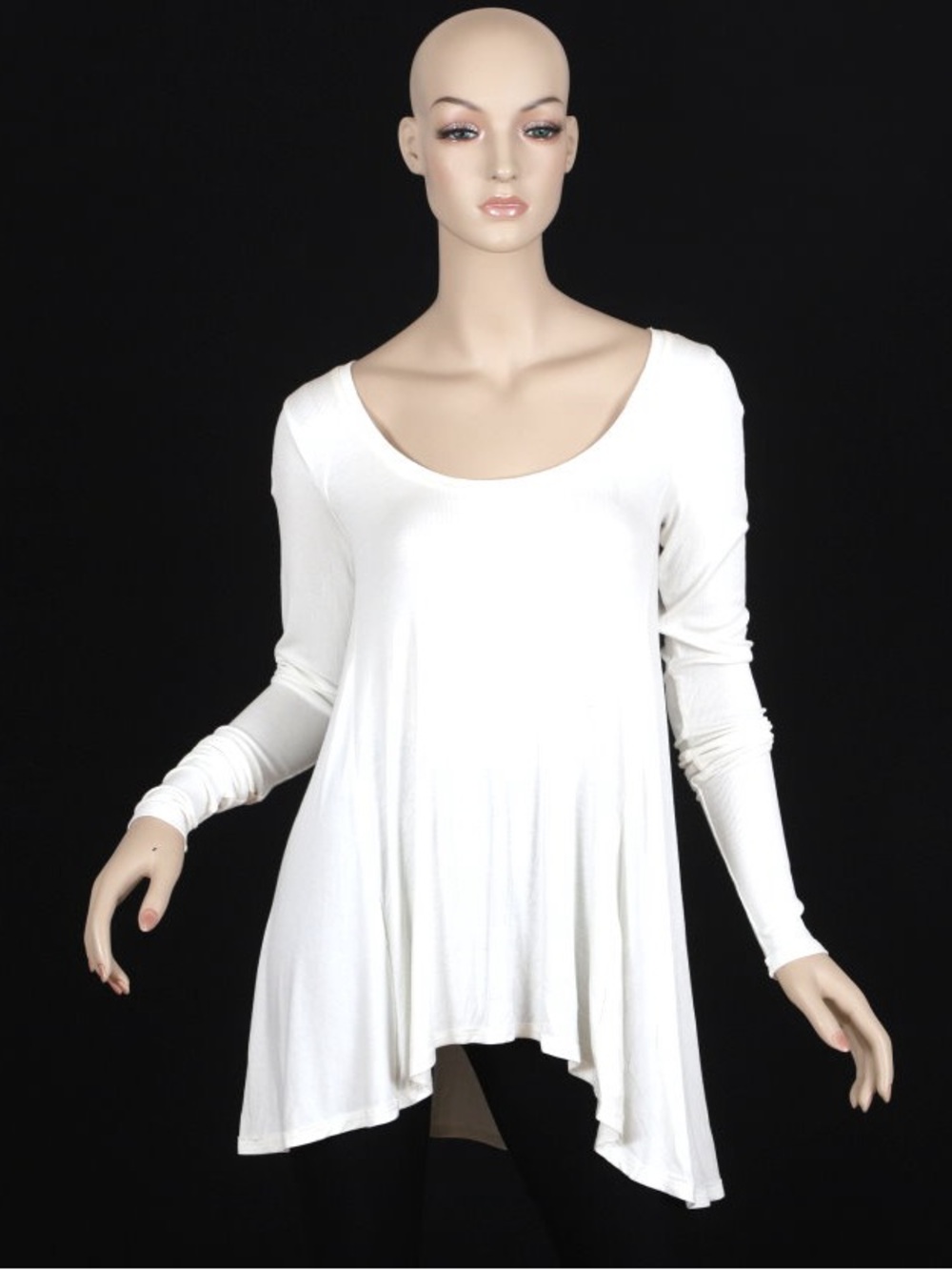 Free People White Scoop-Neck Flared Tunic